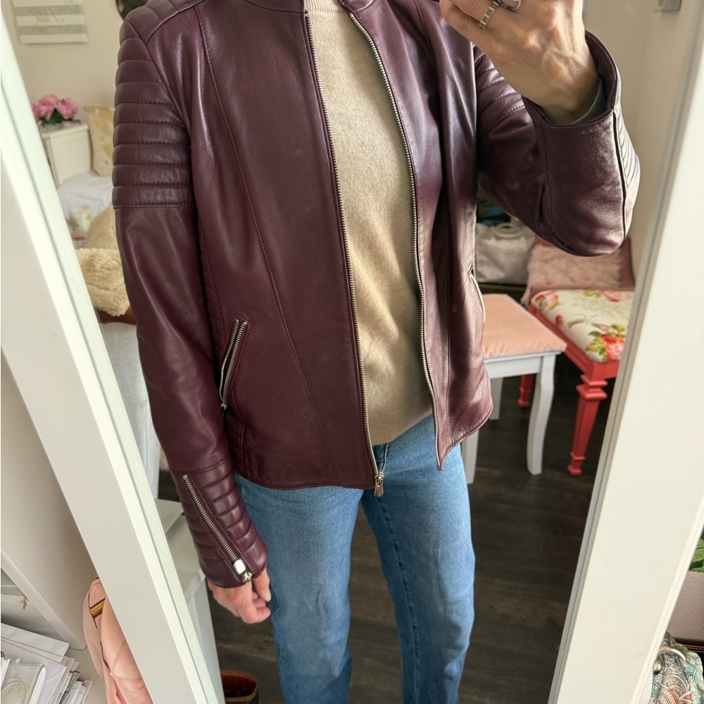 Vintage Oxblood Leather Moto Jacket 90s Burgundy Biker Genuine Leather